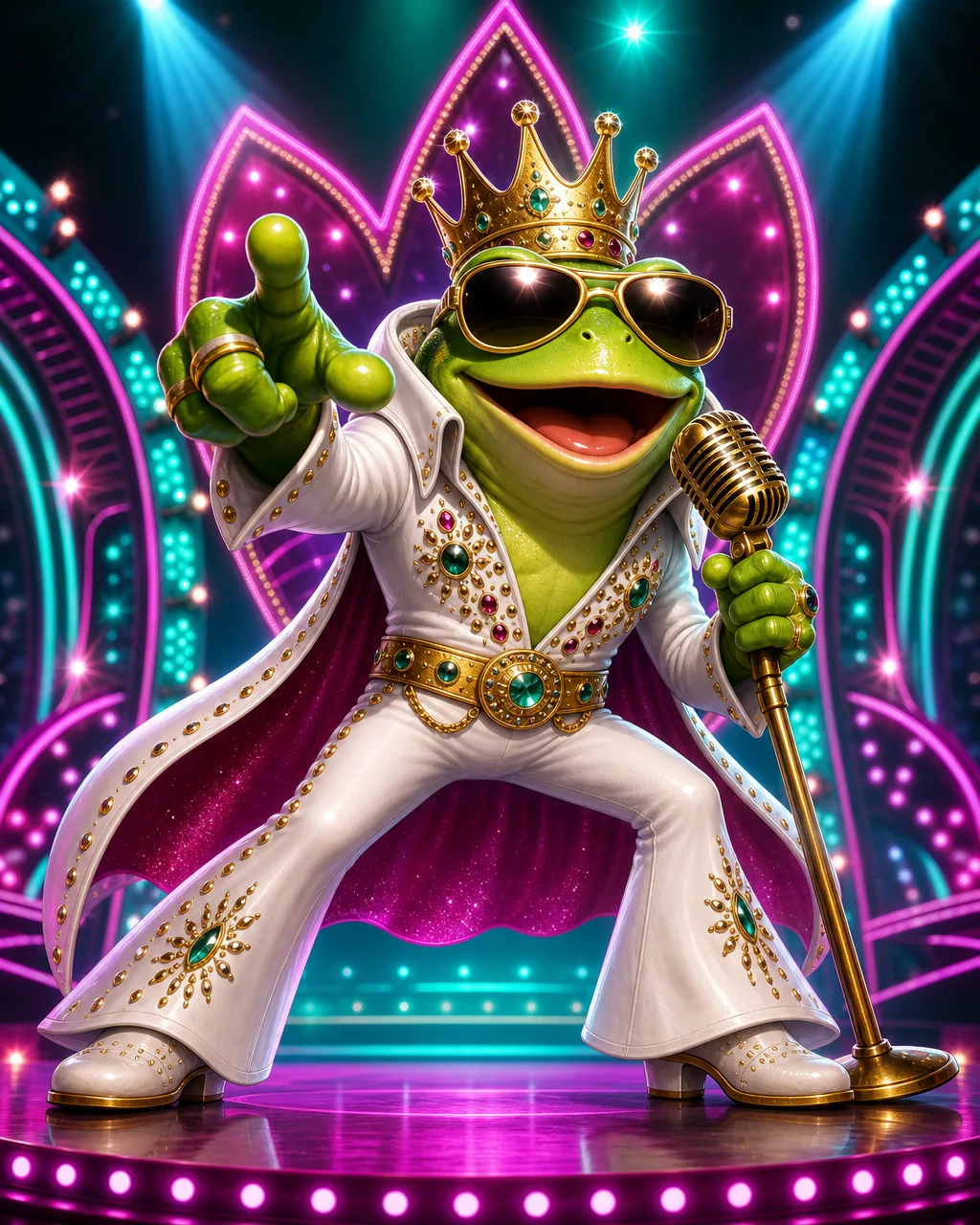 Корица на слота Elvis Frog in Vegas с пеещата жаба